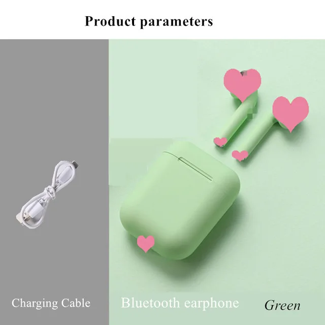 green I7 i9s i11 i12 tws матовые беспроводные Bluetooth наушники с шумоподавлением офисные наушники с функцией вызова для всех смартфонов - Цвет: green