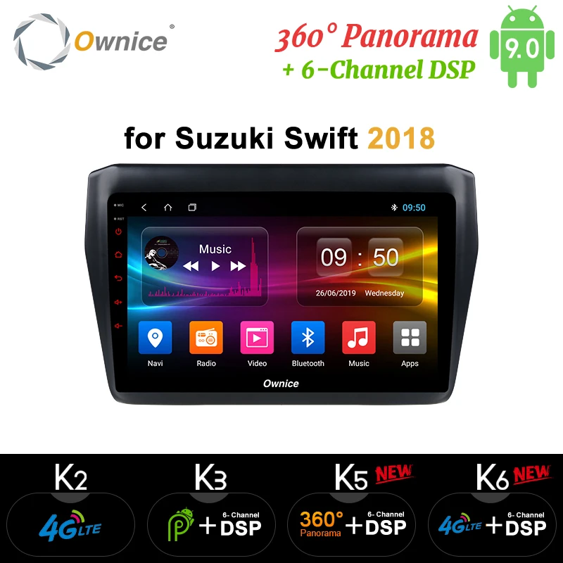 Ownice Android 9,0 автомобильный dvd для Suzuki Swift Стерео gps Navi Автомагнитола 2 Din k3 k5 k6 Аудио Видео плеер 4G LTE DSP SPDIF