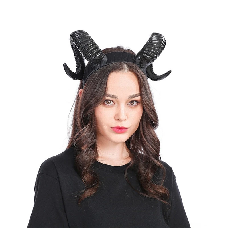 

Animal Horn Antelope Sheep Cosplay Headwear Antler Halloween For Women Party PU Steampunk Masquerade Prop Carnival Wide Hairband