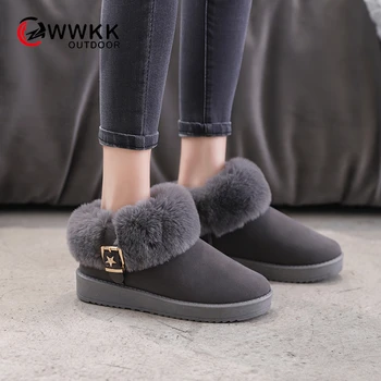 

WWKK Snow Boots For Women Winter Boots Platform Fur Boots Non-slip 2019 Winter Shoes Fur Warm Female Botas Mujer Botas plush