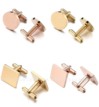 

5pairs/lot Stainless Steel Drawing Cuff Links Gold/Rosegold/Black Suit Cufflinks Simple Business Style Men's Jewelry Accessory