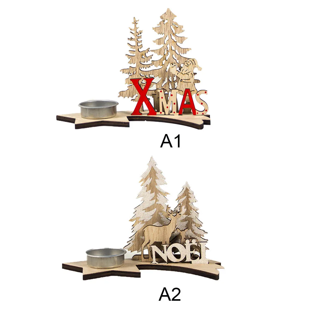 Рождественский деревянный подсвечник, украшение, натуральный подсвечник из дерева, форма елки для дома, рождественские украшения
