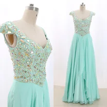 MACloth бирюзовое платье-футляр с v-образным вырезом длиной до пола, длинное платье из фатина с кристаллами для выпускного вечера M 267632 распродажа