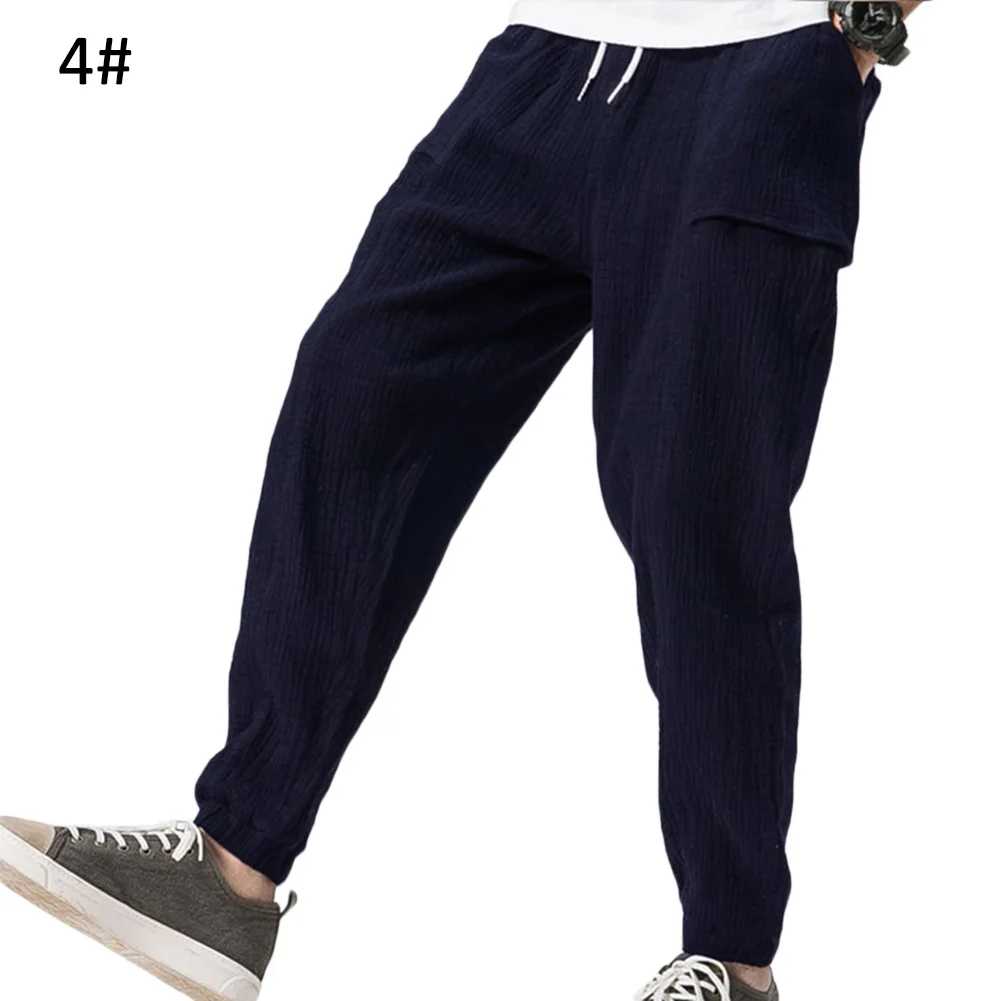 Повседневные мужские свободные спортивные брюки для тренировок с завязками, Длинные шаровары с завязками на лодыжке