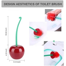 Cherry wc escova e suporte de vaso sanitário com antiderrapante alça longa forte detergency para acessórios do banheiro ferramentas de limpeza de lavatório