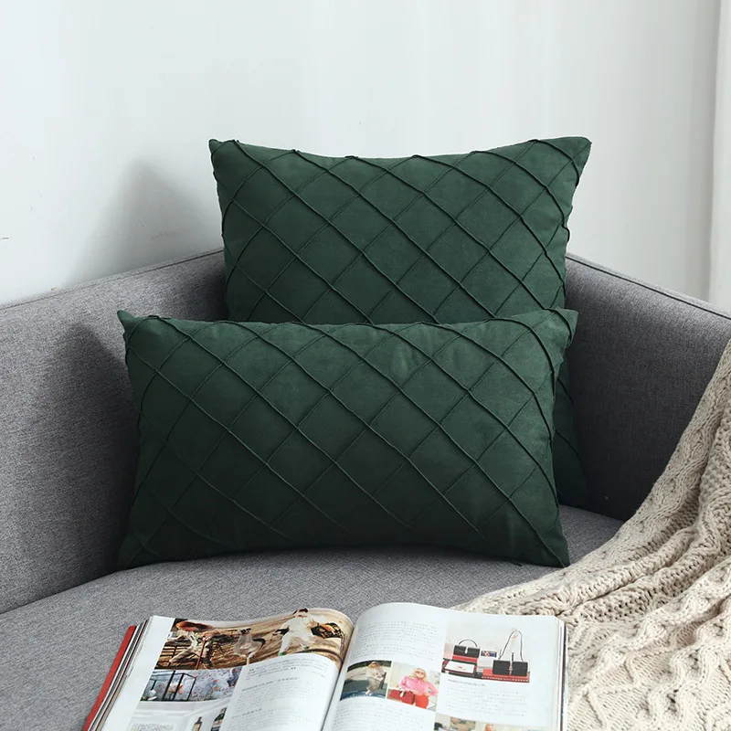 Modern Simple Nordic Pillow Cover Suede Checker Cushion Cover Decorative Pillows case For Seat Home Decorative Pillow Cover - Цвет: 14