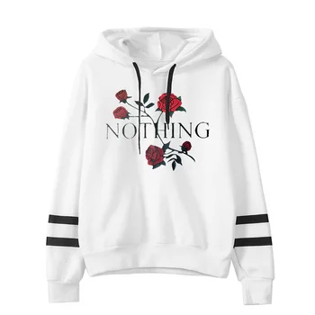 

2019 Winter and Autumn Europe Style Rose Floral Hoodies Woman Sweatshirt Hooded Pullover Long Sleeve Female Sweatshirt