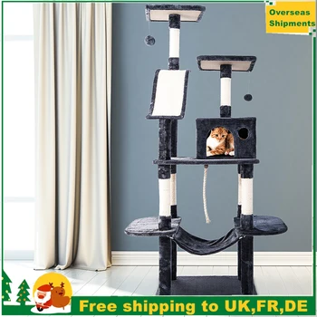 

5 Tier Large Cat Kitten Tree Cat Tower Cat Climbing Scratching Post Cat Scratcher Activity Centre 170cm Cat House Wood Toys
