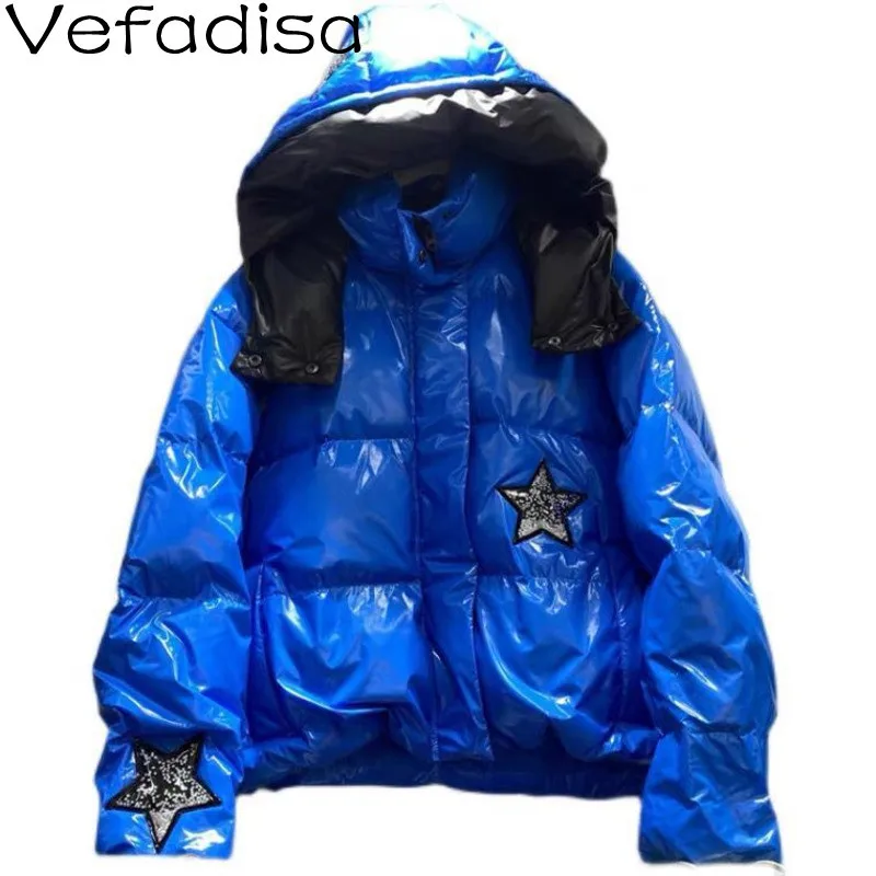Vefadisa Fashion Bright Cotton Patch Down Jacket 2021 Winter New White