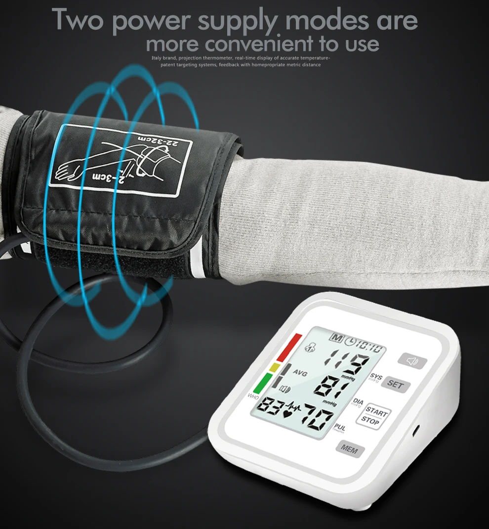 KIUZOU Digital LCD arm tensiometers Blood Pressure Monitor Heart rate Meter Large Cuff Sphygmomanometer Portable Tonometer 6