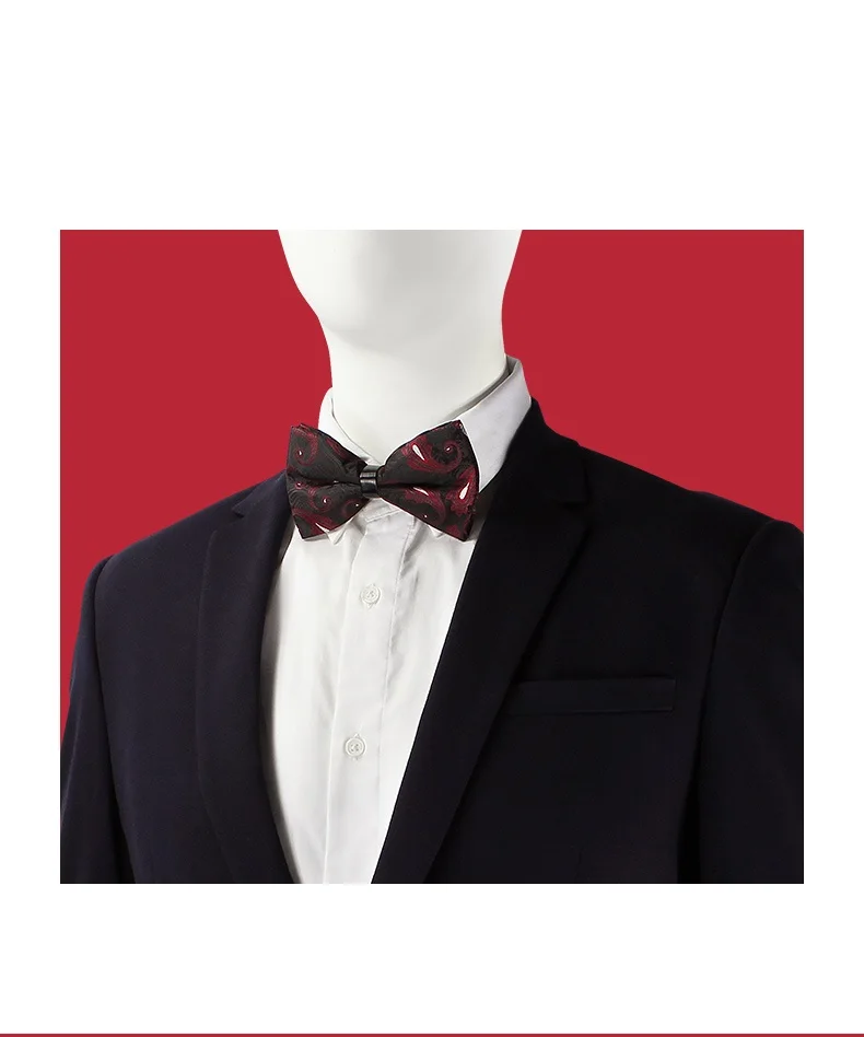 Новая мода Для мужчин с бантом Галстуки Для Свадьба Двойная Ткань черный, Красный Пейсли галстук-бабочка банкетный галстук бабочка галстук-бабочка с подарочной коробкой