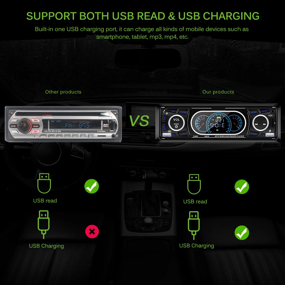 Bluetooth 1 Din автомобильный стерео аудиомодулятор fm-приемник MP3 радио плеер USB/TF/AUX с пультом дистанционного управления автомобильный mp3-плеер