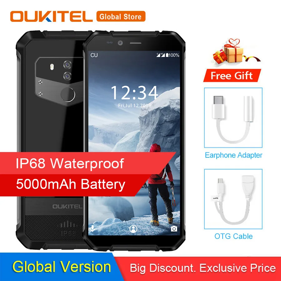 OUKITEL WP1 IP68 Водонепроницаемый Android 8 1 5 ''+ 18:9 Восьмиядерный 4 Гб 64 MTK6763 5000 мАч
