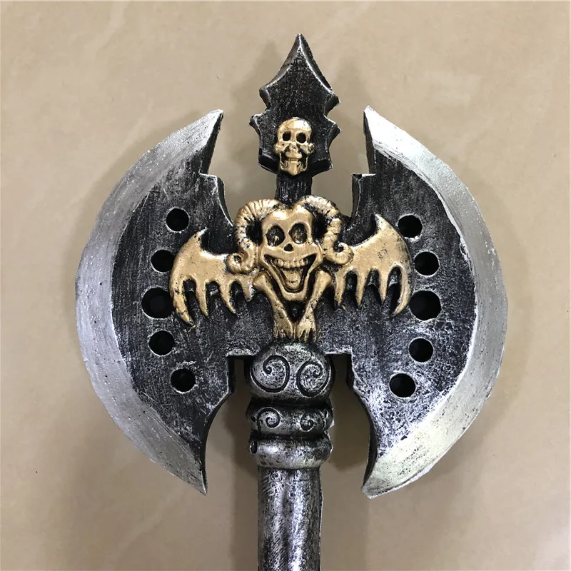 Косплей реквизит на Хэллоуин 1:1 рыцарь Orc Двухсторонний черный топор оружие для