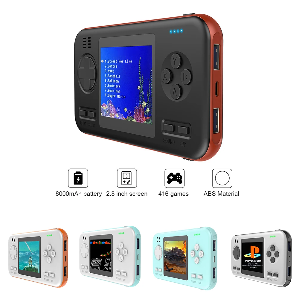 

New Handheld Gamepad Console Gaming Machine with 8000mAh Power Bank Buil-in 416 Classic Games Game Player Toys for Children Gift