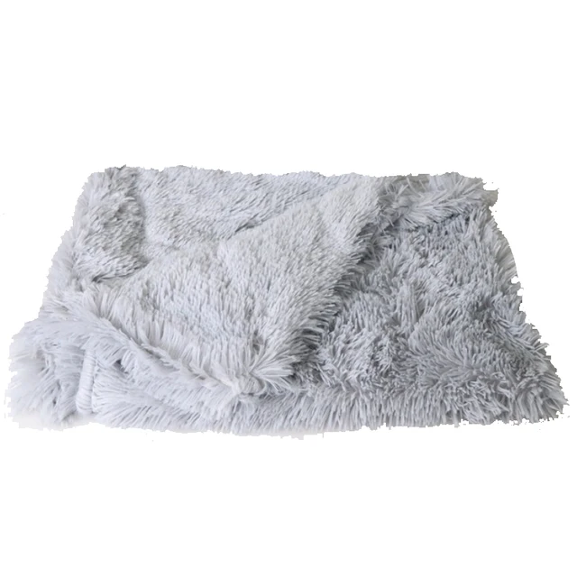 Pet Dog Cat Fluffy Fur Blanket Sleeping Mat Dogs Cats Bed Cushion Cover Reversible Double Layer Washable for Dog Bed Couch Sofa Light Gray
