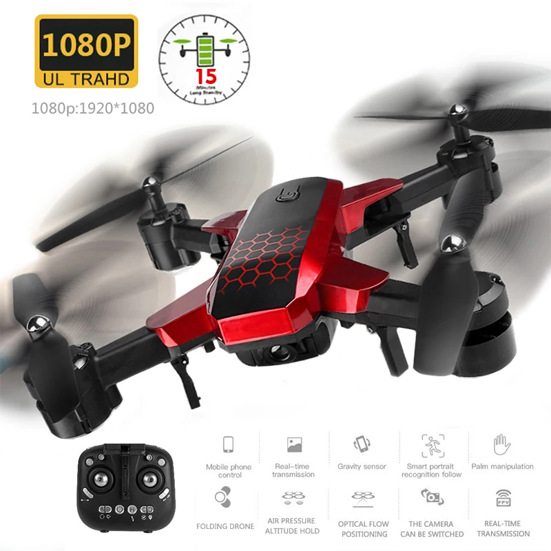 

WiFi FPV RC Drone 1080P Wide-angle Camera RC Helicopter With HD Camera RC Quadcopter Aircraft Wiht Headless Mode High Hold #E