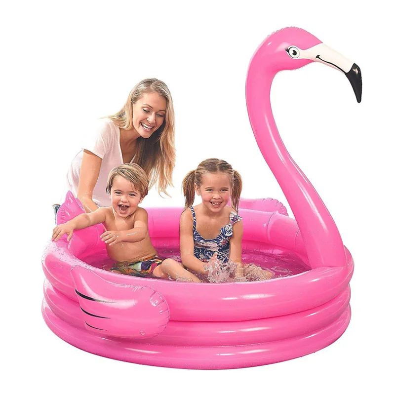 

Inflatable Pool Outdoor Kids Giant Flamingo Pool Float Large Above Ground Swimming Pools Swan PVC Three-layer Circular 115CM