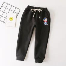 Зимние новые стильные двухслойные теплые брюки из композитных материалов и плотного бархата Xiecha с карманами и вышивкой медведя из хлопка