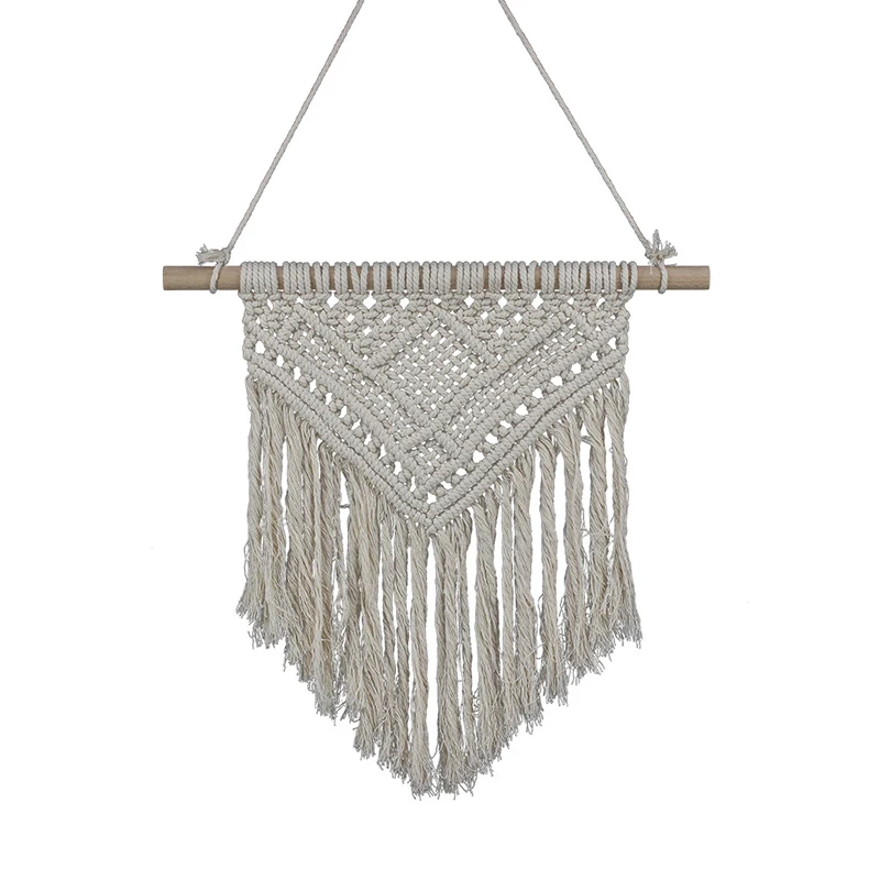 

Macrame Tassel Wall Hanging Art Woven Tapestry Art DIY Home Decor Craft Gifts Cotton Wood Sticks