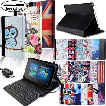 

Leather Tablet Stand Folio Cover Case Wired Keyboard Suitable for Linx 7/8/10 Inch Convenient Tablet Case + Wired Keyboard