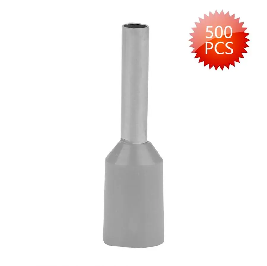 500pcs/set E1008 Cold Pressed Terminal Tubes Insulated Terminals Cable Connector - Color: Grey
