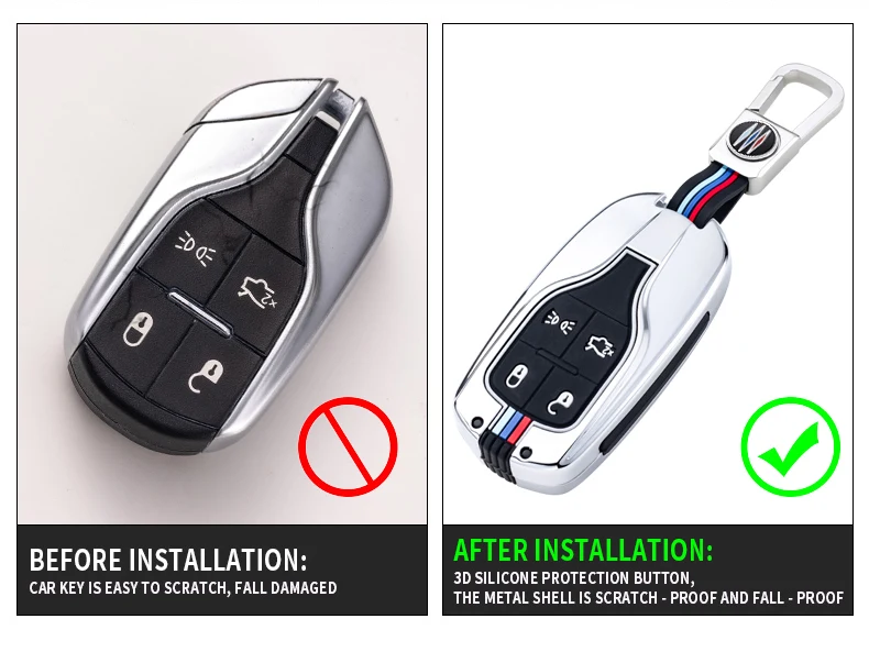 Portachiavi per auto in lega di zinco per Maserati Ghibli Levante Quattroporte Smart Remote Control Fob Cover portachiavi Keys Protector Bag - H766236b58c3b4e138d4bcc50e1ca44fdZ
