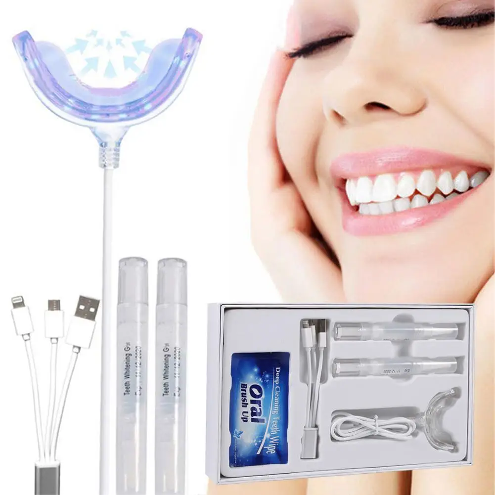 

3 Interface 16 LED Lamps Teeth Whitening Device Teeth Whitening Gel Pen Deep Cleaning Tooth Wipes Kits White Bleach Dental Tool
