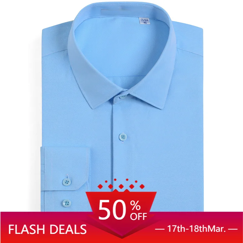 

Mixed cotton solid color fashion casual autumn men's must-have high-end slim business long-sleeved shirt brand mens shirts