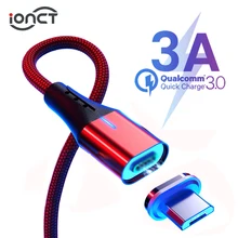 IONCT 3A магнитное зарядное устройство Micro USB кабель для samsung Android Дата-кабель для быстрой передачи данных зарядный Магнитный Кабель Micro-USB провод