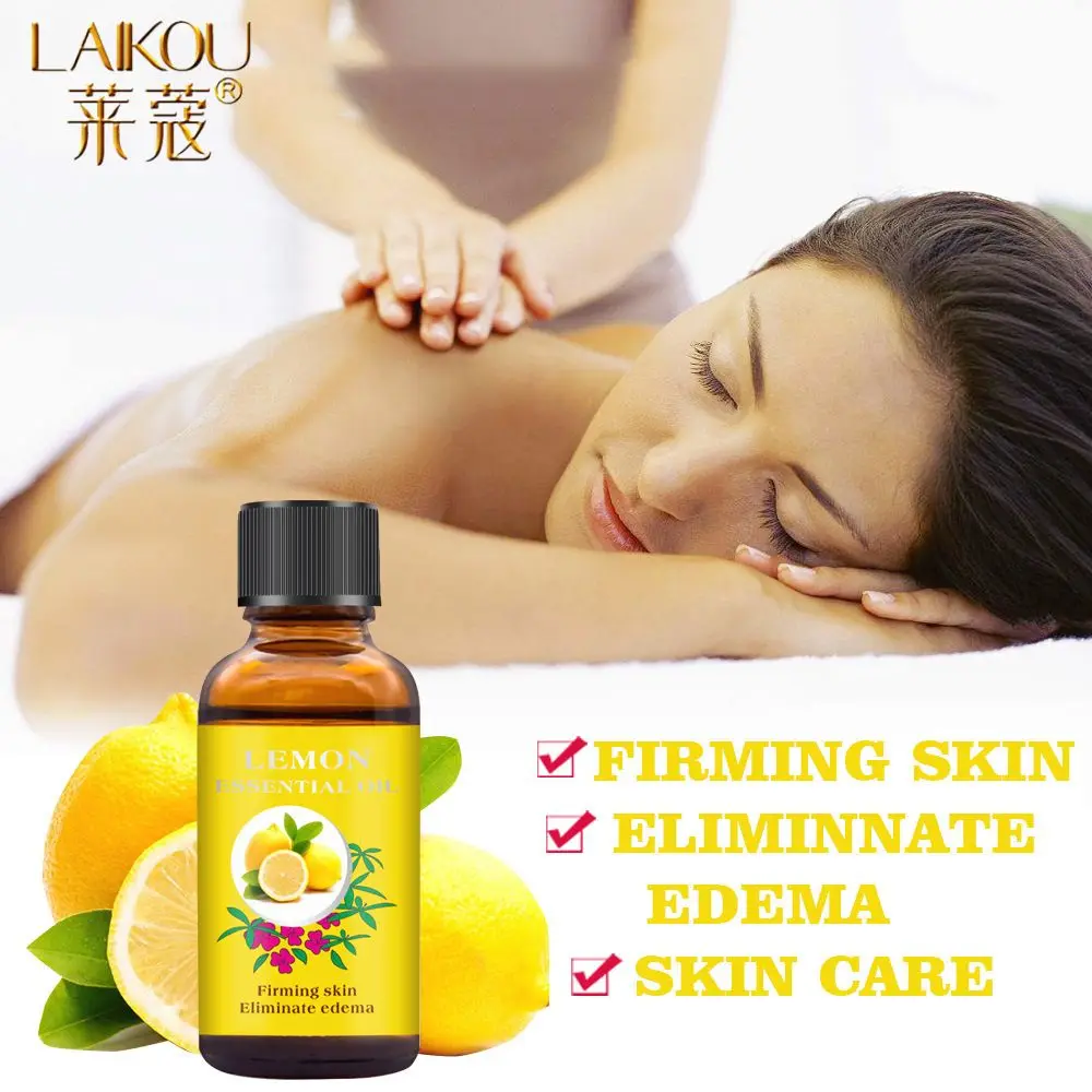 LAIKOU 30ML Lemon Massage Oil Relaxing Body Massage Scraping Essential Oil Relieve Fatigue Pure Natural Body Oils Skin Care