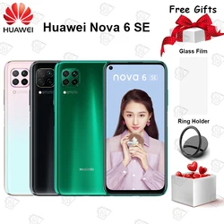 Оригинальный мобильный телефон Huawei Nova 6 SE 6,4 дюйма 8 Гб RAM 128 ГБ ROM Kirin 810 Octa Core Android 10,0 GPU Turbo Face unlock смартфон