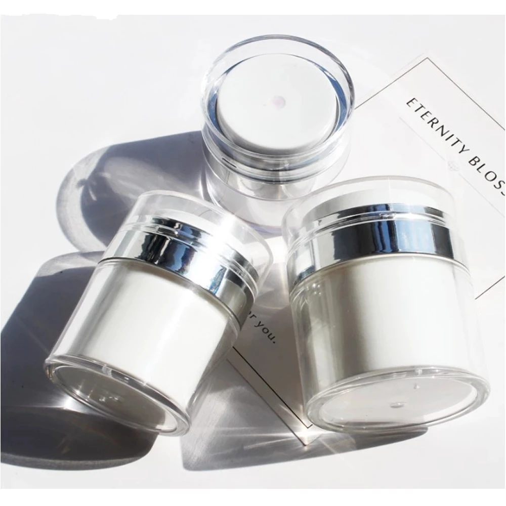 10PCS 15g 30g 50g Cosmetic Jar Empty Acrylic Cream Cans,Press Cream Jar,Vacuum Bottle,Sample Vials,Airless Cosmetic Container customized logo 10pcs sunscreen vacuum press bottle isolation cream empty bottle acrylic inverted split bottle