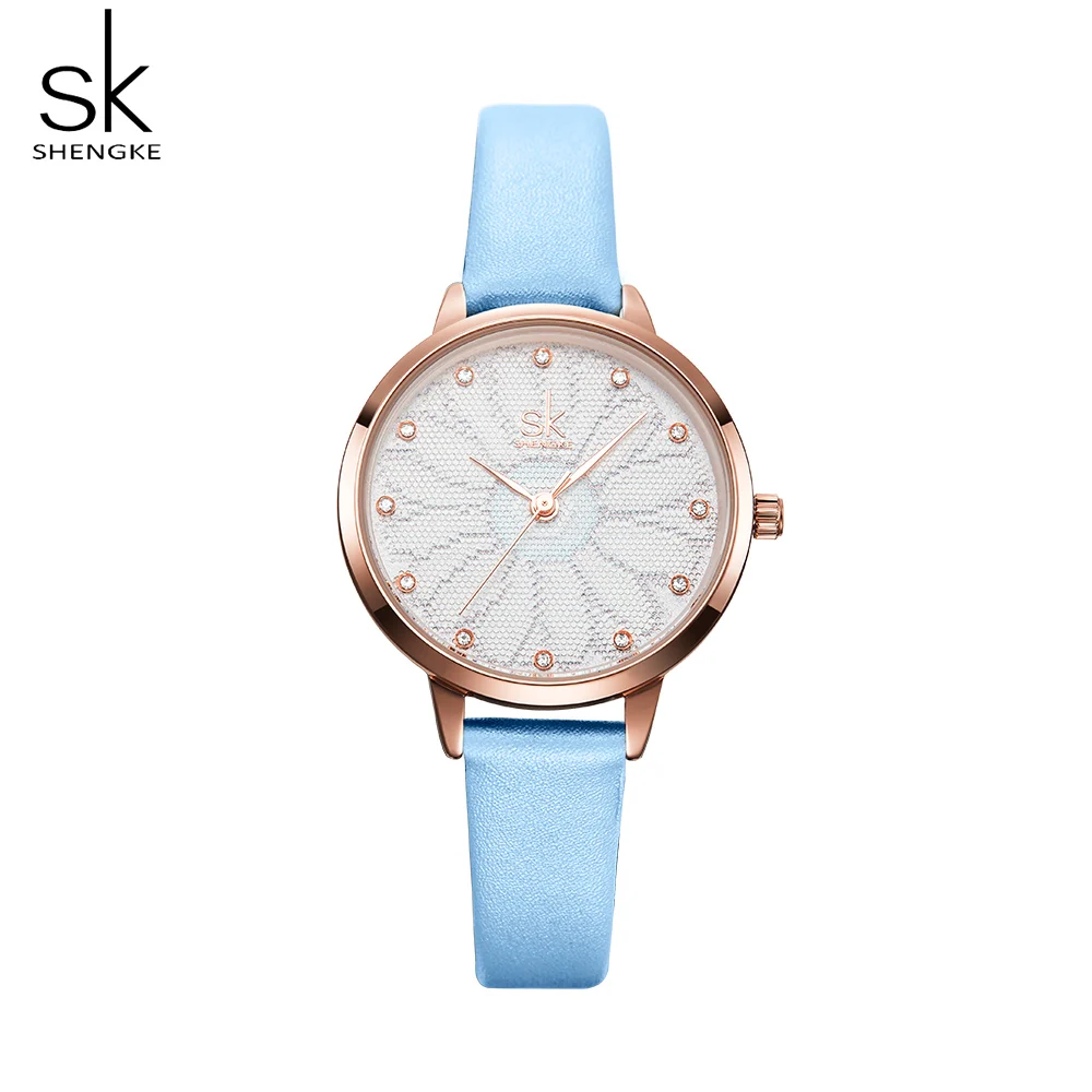 Shengke брендовые модные кварцевые часы для женщин девочек часы роскошные часы бизнес женские наручные часы, рождественский подарок - Цвет: blue