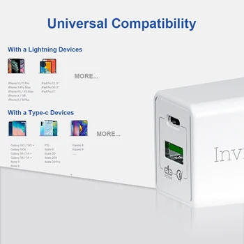 

2-Port USB C USB A Wall Charger with 18W Power Delivery and Power QC,PowerPort PD Dual Fast Charging