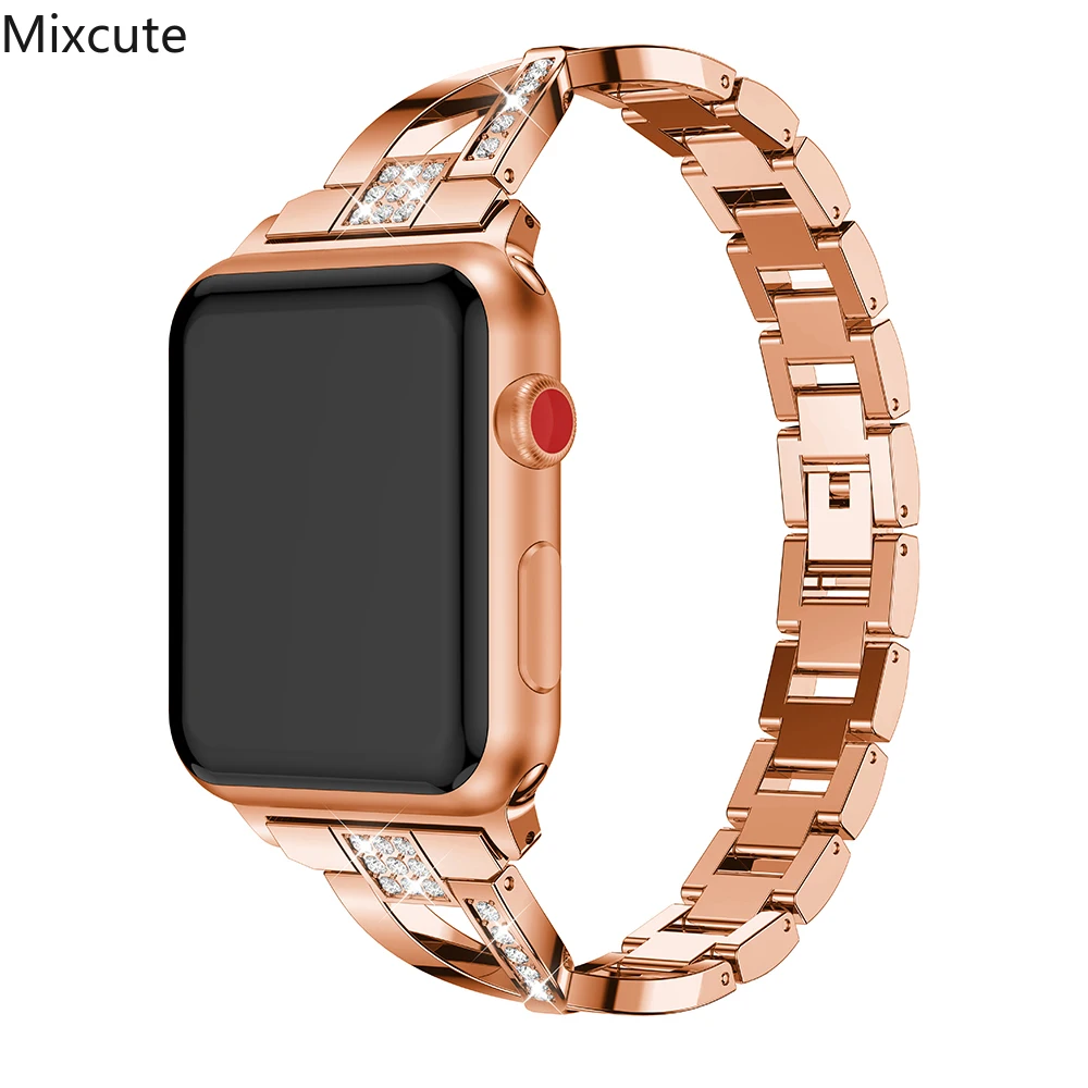 Ремешок для женских часов apple watch series 5 4 3 2 1 браслет iphone с бриллиантами 44 мм 42 40 38 из