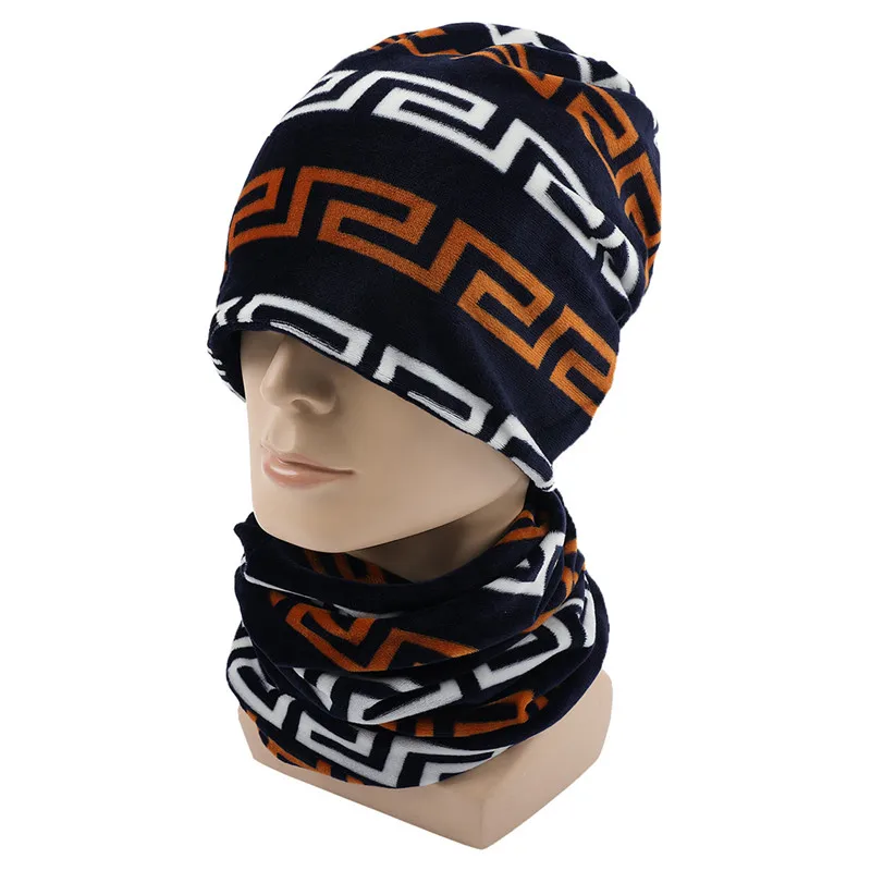 Повседневное в клетку с цветами Для женщин шапки-бини шапка "хип-хоп" шарф осень-зима бархат Для женщин головка Кепки теплые Для мужчин плюшевый шарф