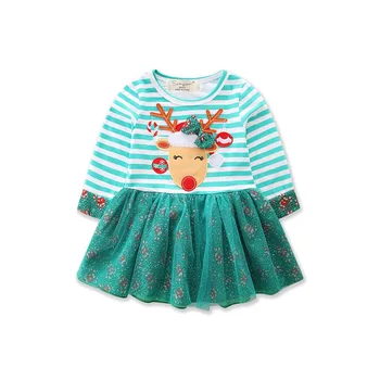 

Children Clothing Autumn 2020 New Girl Dress European and American Deer Printed Skirt Christmas Princess Skirt Child Skirt