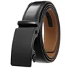 3.5cm Width HIgh Quality Second Layer Cow Leather Belt For Men Business Metal Automatic Buckle Ratchet Black Brown ► Photo 3/6
