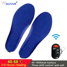 Зимние теплые электрические нагревательные стельки с беспроводным пультом дистанционного управления, Лыжная обувь, термостельки с подогревом для кемпинга на открытом воздухе