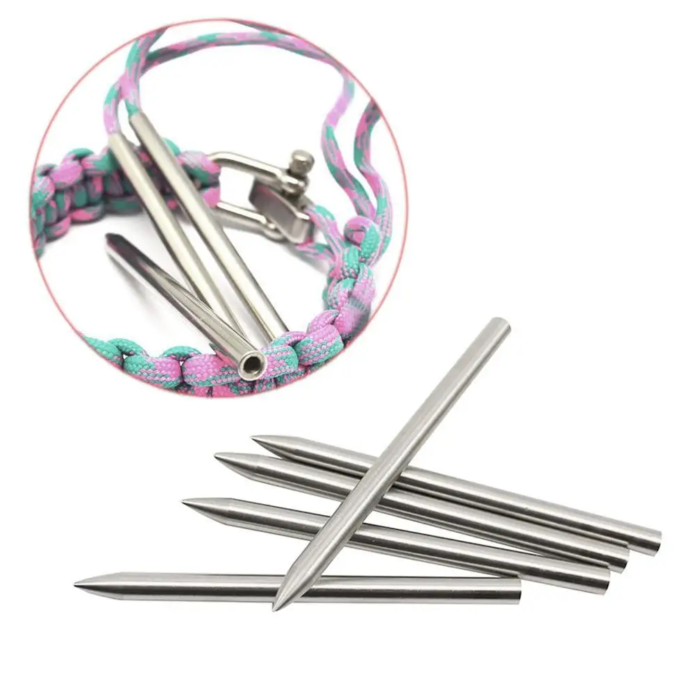 78mm 2pcs/Box Steel Multifunctional Umbrella Rope Bracelet Knitting Needles Outdoor Camping Professional Accessories