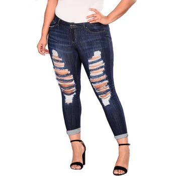 

Hole Woman Skinny Jeans Women Denim Pants Casual Slim Jeans Pencil Pants Plus Szie Lady Clothing Jean Pants Summer