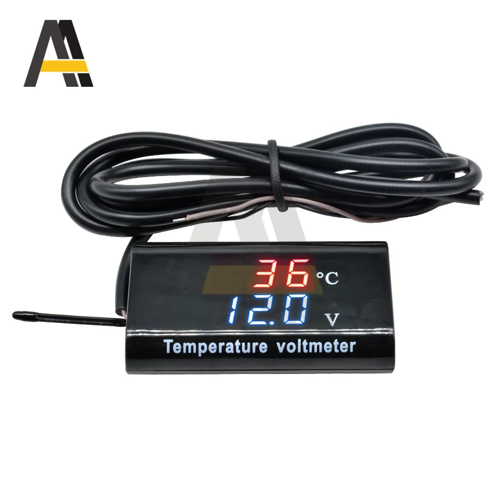 3 en 1 Moto LED Thermomètre Numérique Voltmètre Température Compteur de  Temps