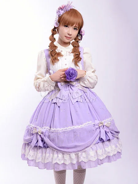 

New Summer Japanese Harajuku Purple Pettiskirt Bow Stitching Cute Girl Fashion Lolita Temperament Kawaii Sweet Dress