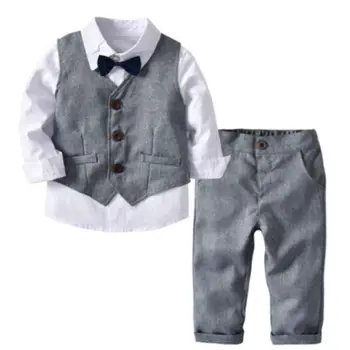 

Boys Clothing Sets 2019 Autumn Toddler Kids Gentleman Clothes Suit Shirt+Vest+Pants 3PCS Outfits Sets Child Gentleman Clothing