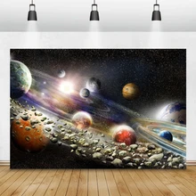 Laeacco espaço universo planetas reluz estrelas meteorito bebê aniversário backdrops para fotografia fundos para estúdio de fotos