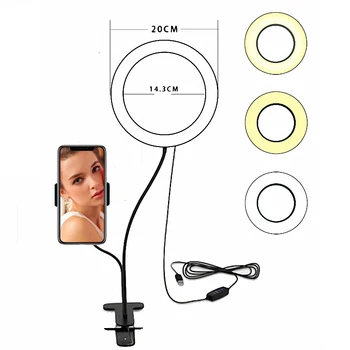 

Desktop Ring Light LED Selfie Ring Light with Tripod Stand and Phone Holder for YouTube Makeup Live Streaming Video