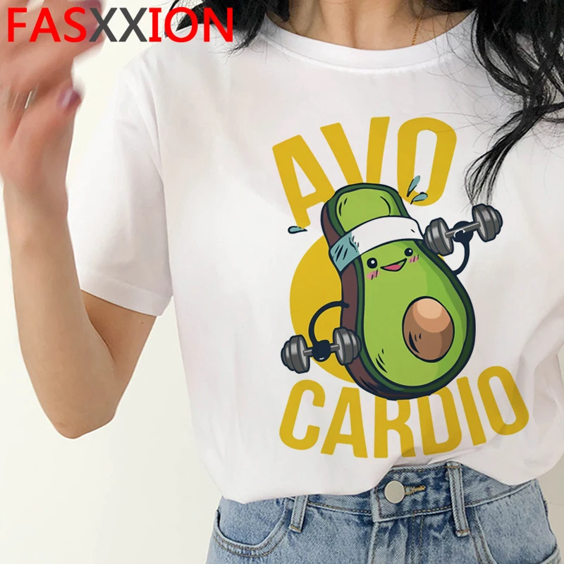 Kawaii Avocado Funny Cartoon T Shirt Women Summer Vegan Cute Anime T-shirt 90s Summer Graphic Tshirt Fashion Top Tees Female