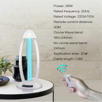 

UV Germicidal Lamp Ultraviolet Sterilizing Light Ozone Sterilizer with Remote Control LED Mite Sterilizer Light Home Car Use