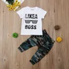 Ropa para bebés recién nacidos, camiseta de manga corta con letras, pantalones de camuflaje, conjunto de 2 uds. ► Foto 2/6